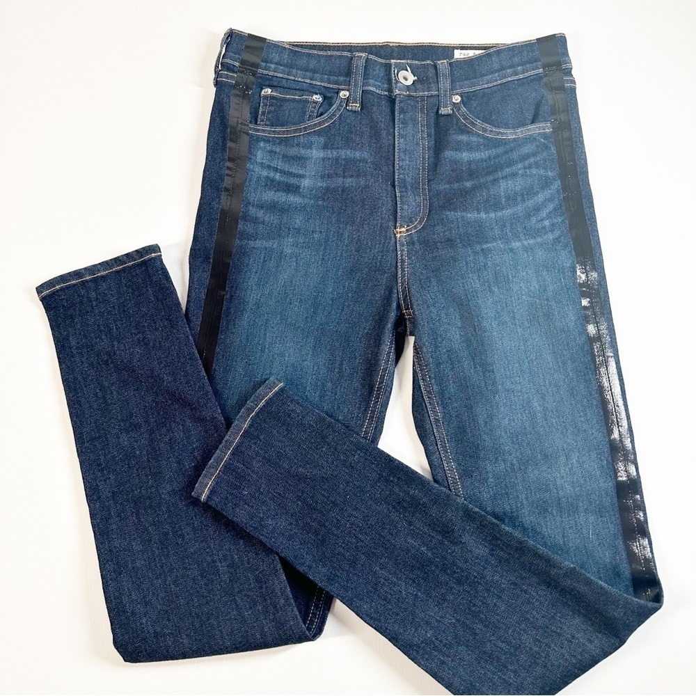 Rag and Bone Jeans High Rise Skinny Ankle Mad River Tux Stripe Size 27